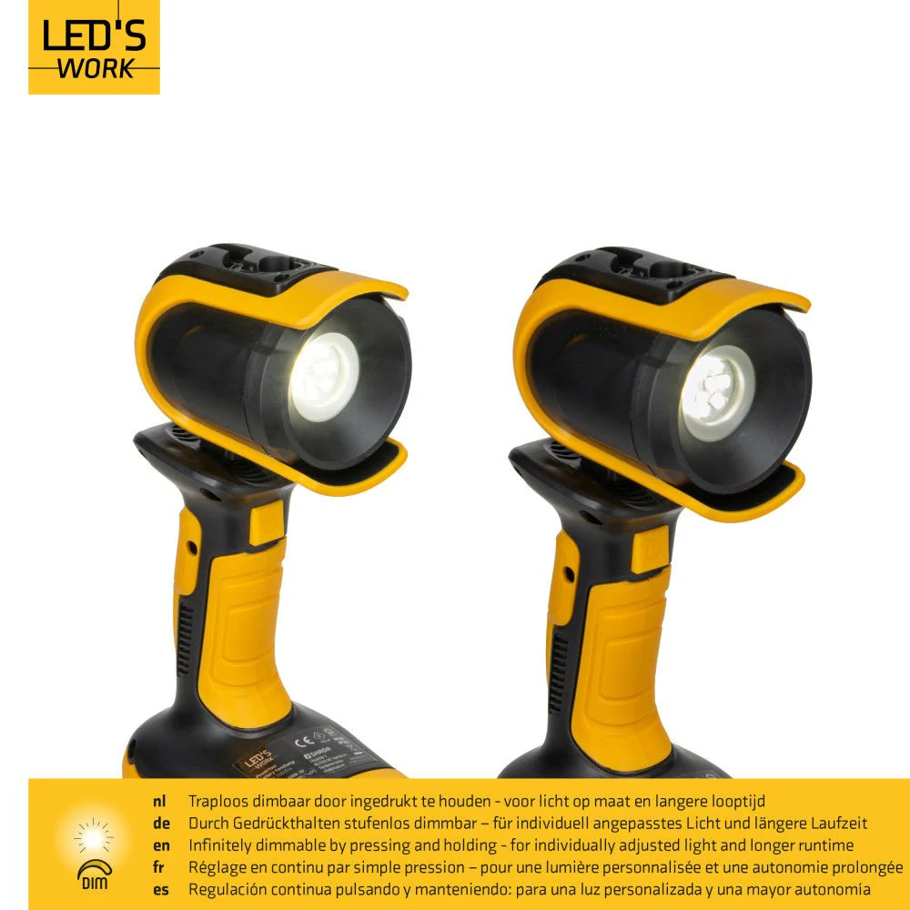 LED's Work 18V Accu werklamp incl Adapters voor elektrisch gereedschap - 5W 500lm 5000K - IP20 IK08 - Image 10