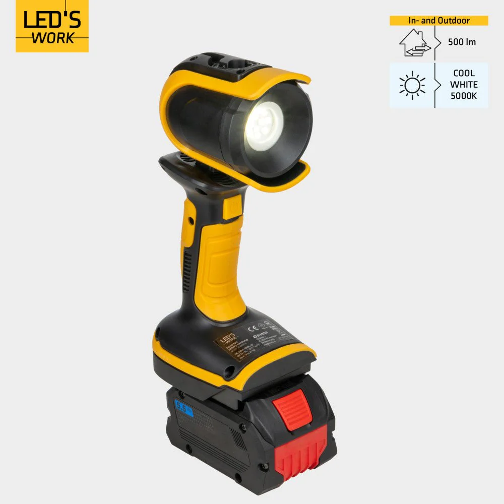 LED's Work 18V Accu werklamp incl Adapters voor elektrisch gereedschap - 5W 500lm 5000K - IP20 IK08 - Image 3