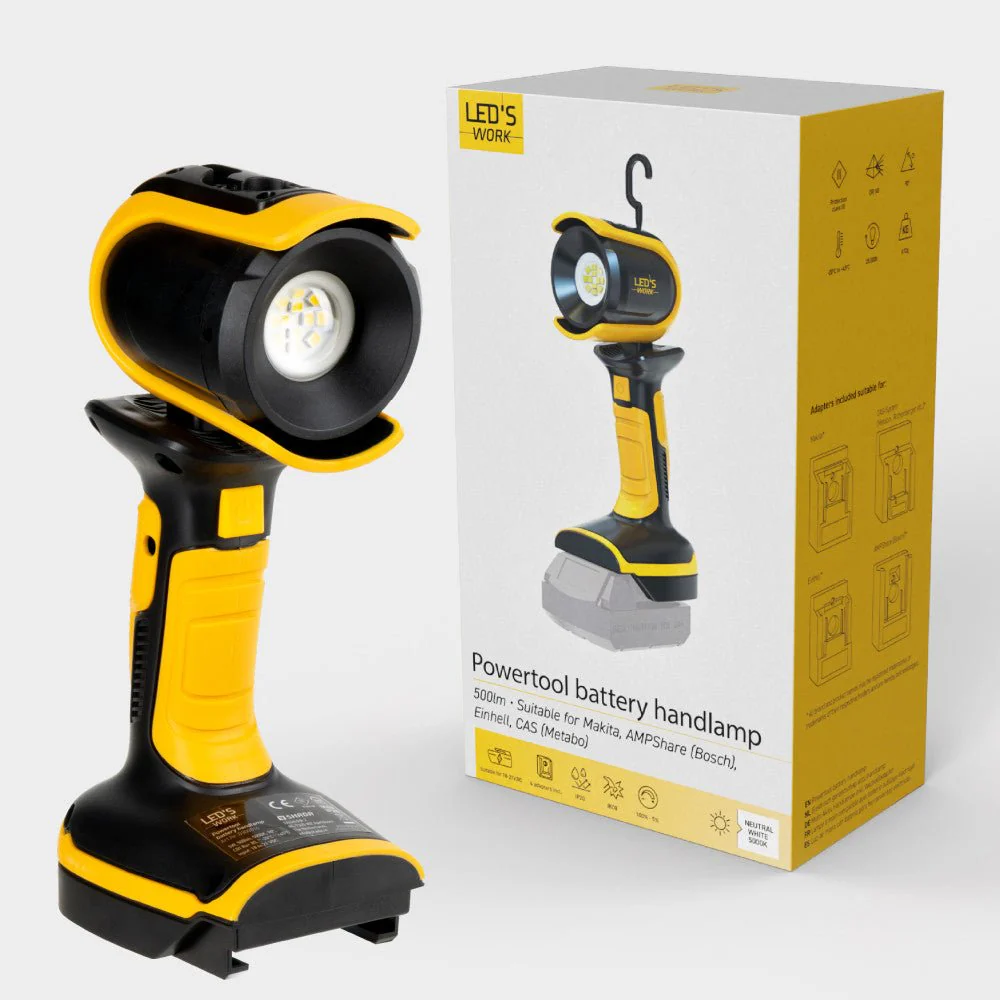 LED's Work 18V Accu werklamp incl Adapters voor elektrisch gereedschap - 5W 500lm 5000K - IP20 IK08 - Image 5