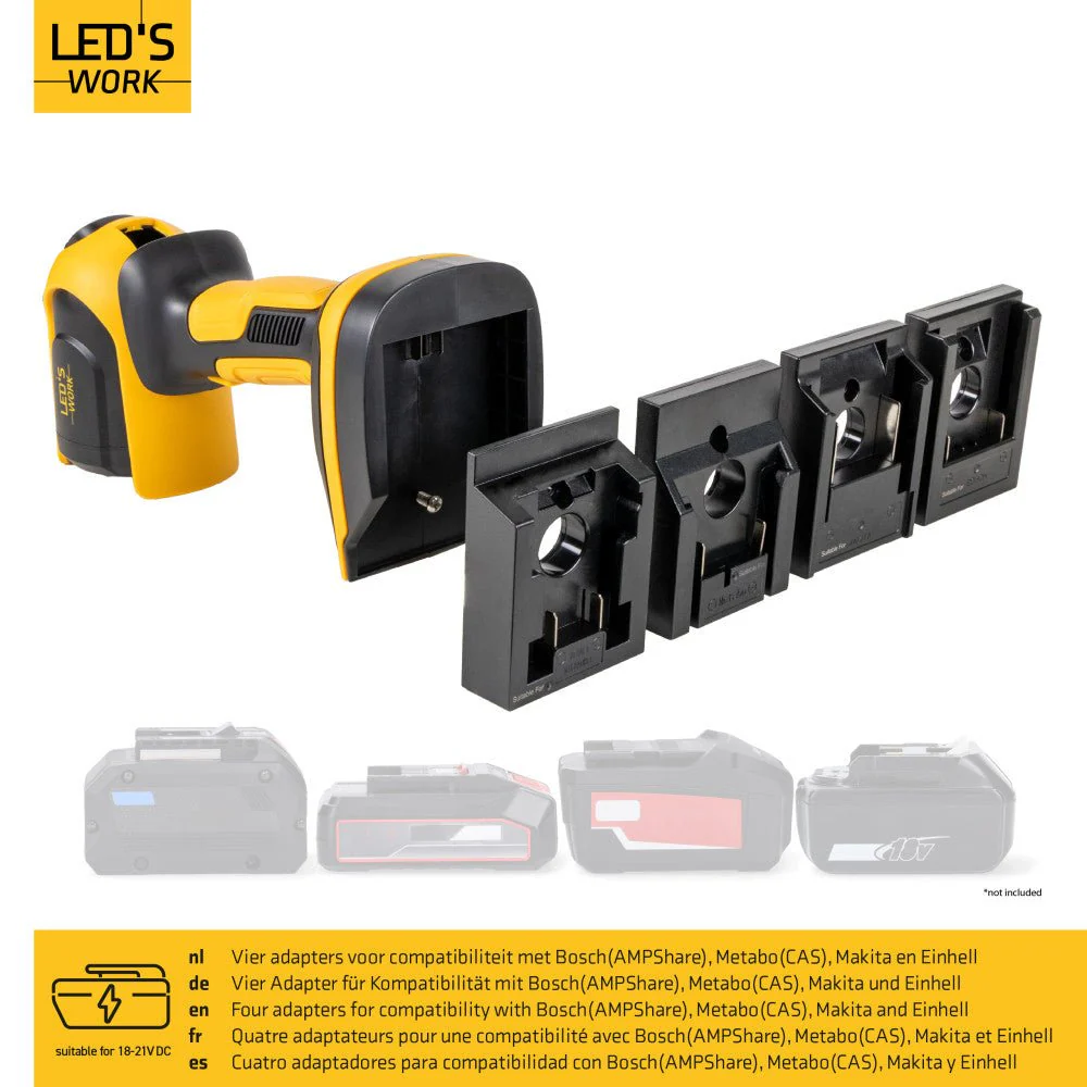 LED's Work 18V Accu werklamp incl Adapters voor elektrisch gereedschap - 5W 500lm 5000K - IP20 IK08 - Image 7
