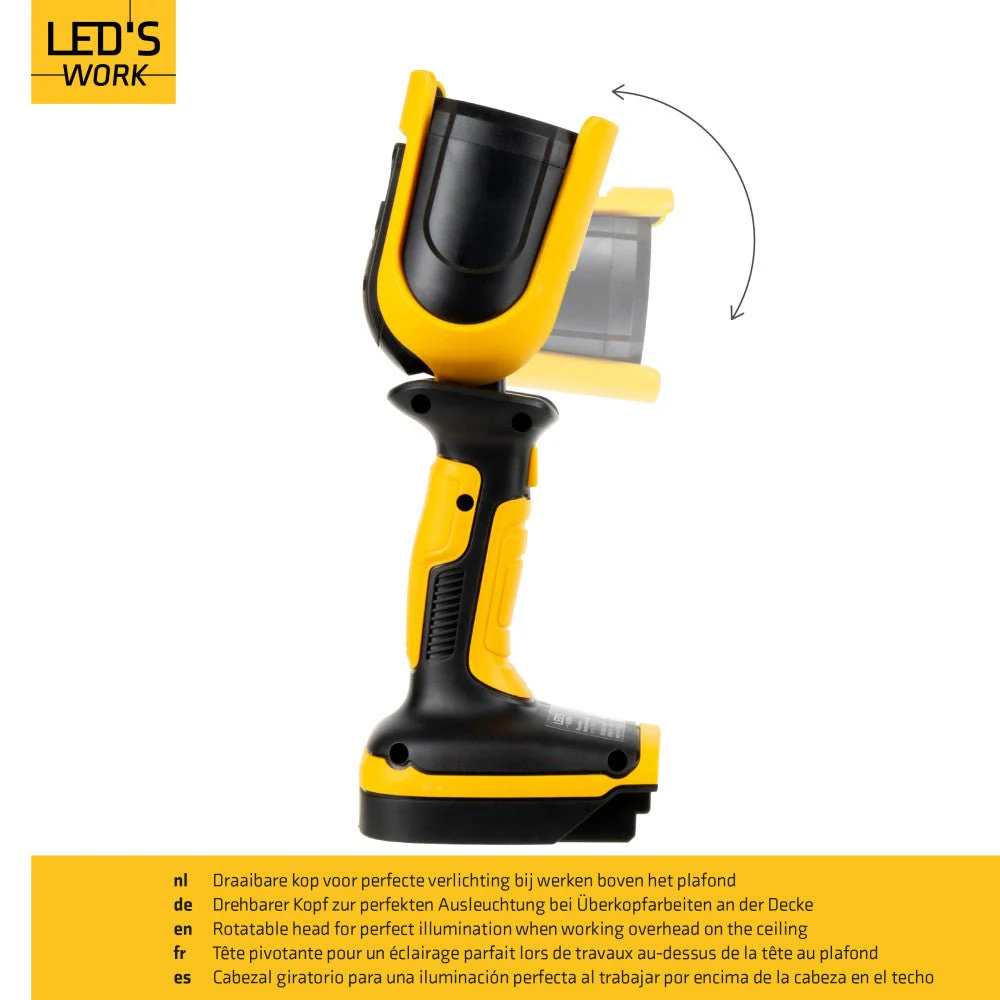 LED's Work 18V Accu werklamp incl Adapters voor elektrisch gereedschap - 5W 500lm 5000K - IP20 IK08 - Image 8