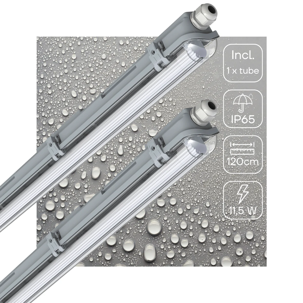 2 PACK - LED's Light Complete LED TL lamp met LED buis 120 cm - Binnen en buiten - 2130 lm - 1x11,5W - 4000K - High Efficiency - Energie Label B - Image 2