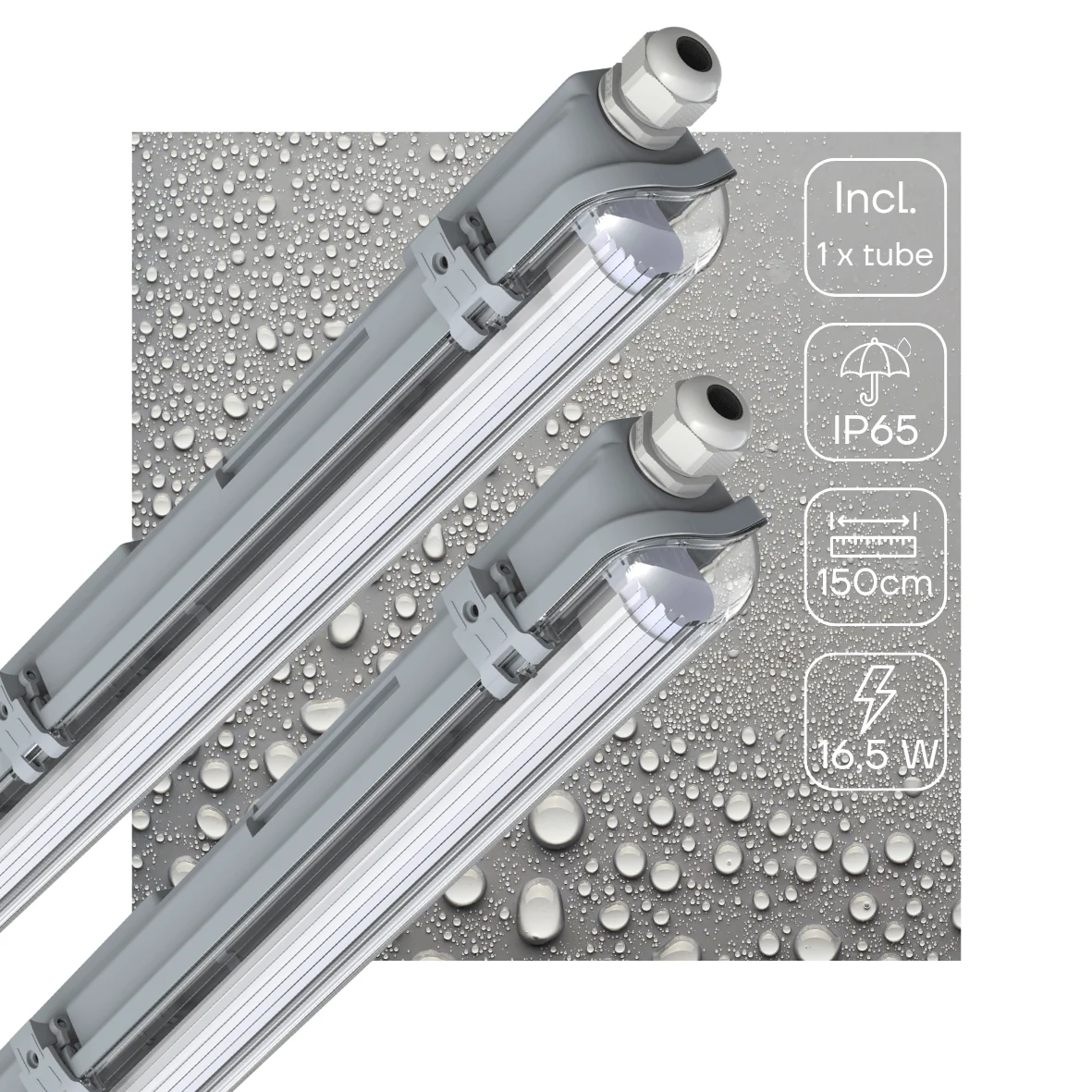 2 PACK -LED's Light Complete LED TL lamp met LED buis 150 cm - Binnen en buiten - 3060lm - 16.5W - 4000K - 185lm/w - Energielabel B - Image 2