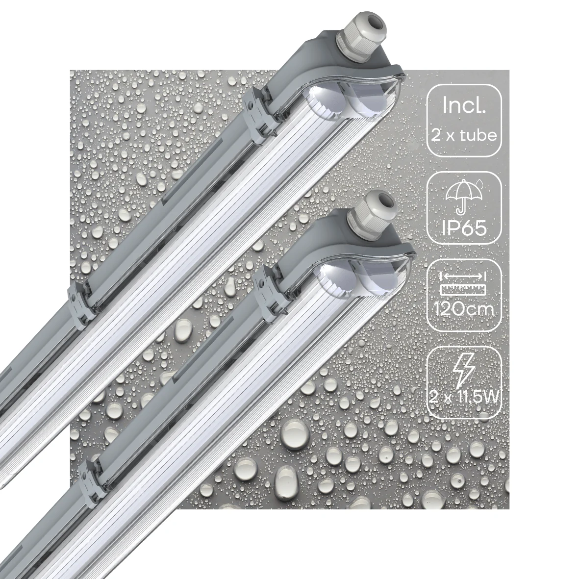 2 PACK -LED's Light Dubbele LED TL lamp 120 cm - compleet met LED buizen - Binnen en buiten - 4260 lm - 4000K - 2x11.5W - 185lm/w - Energielabel B - Image 2