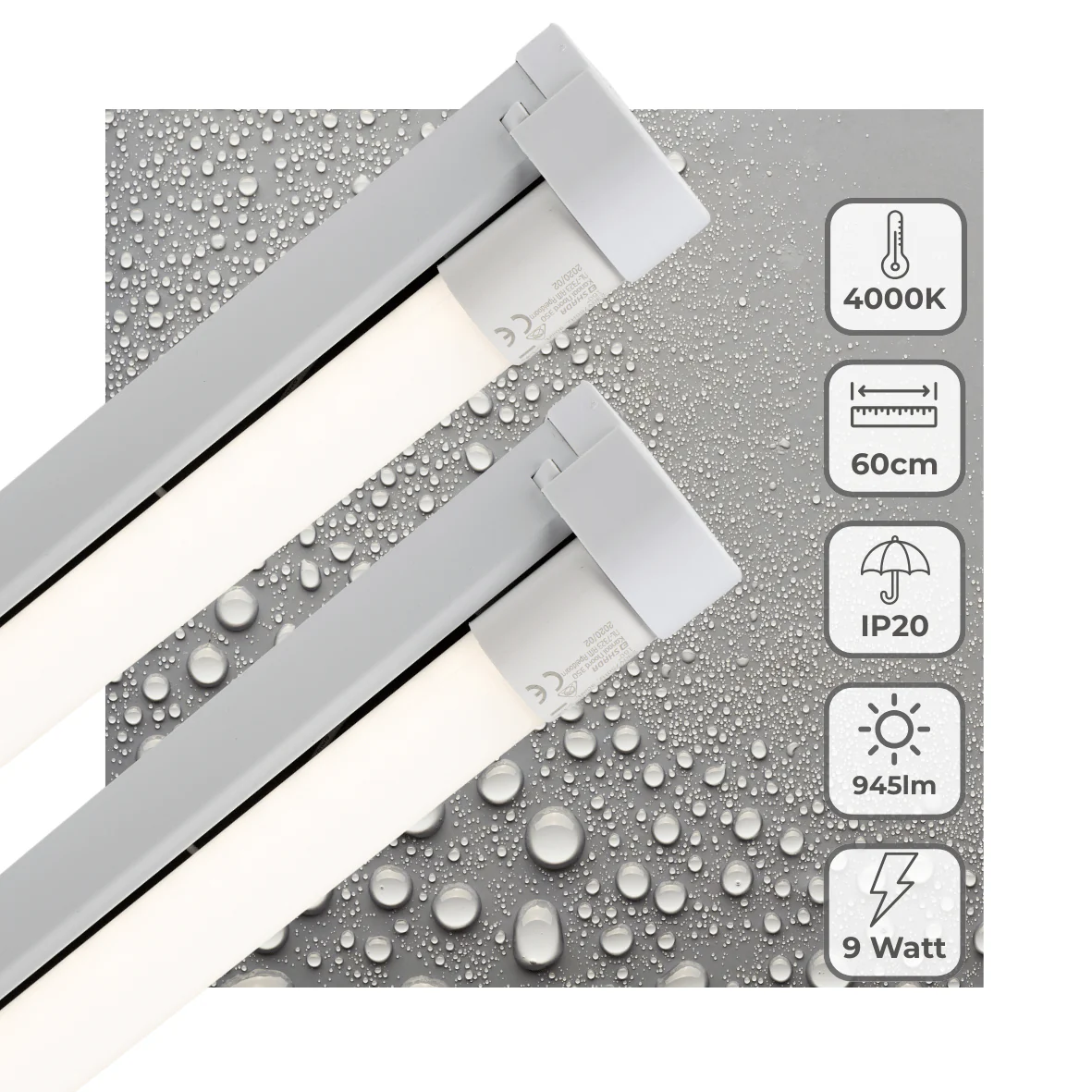 2 PACK - LED's Light LED licht balk 60 cm voor binnen - Armatuur inclusief LED TL buis - 1000 lm - Image 2