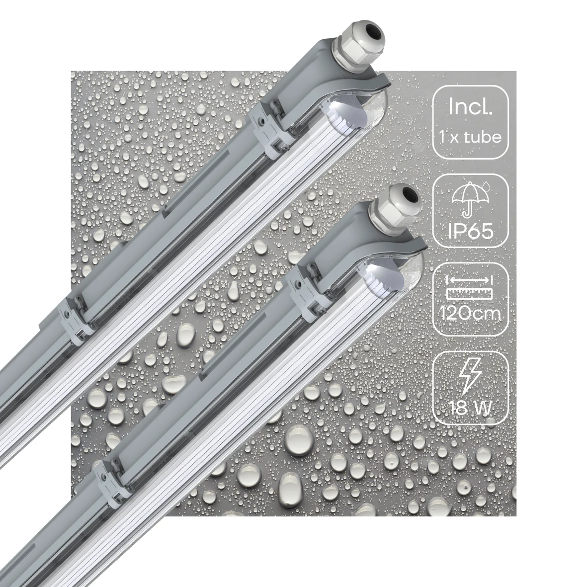 2 PACK - LED's Light LED TL armatuur met lamp 120 cm - Koud wit licht 6500 K - Waterdicht - Complete set - Image 3