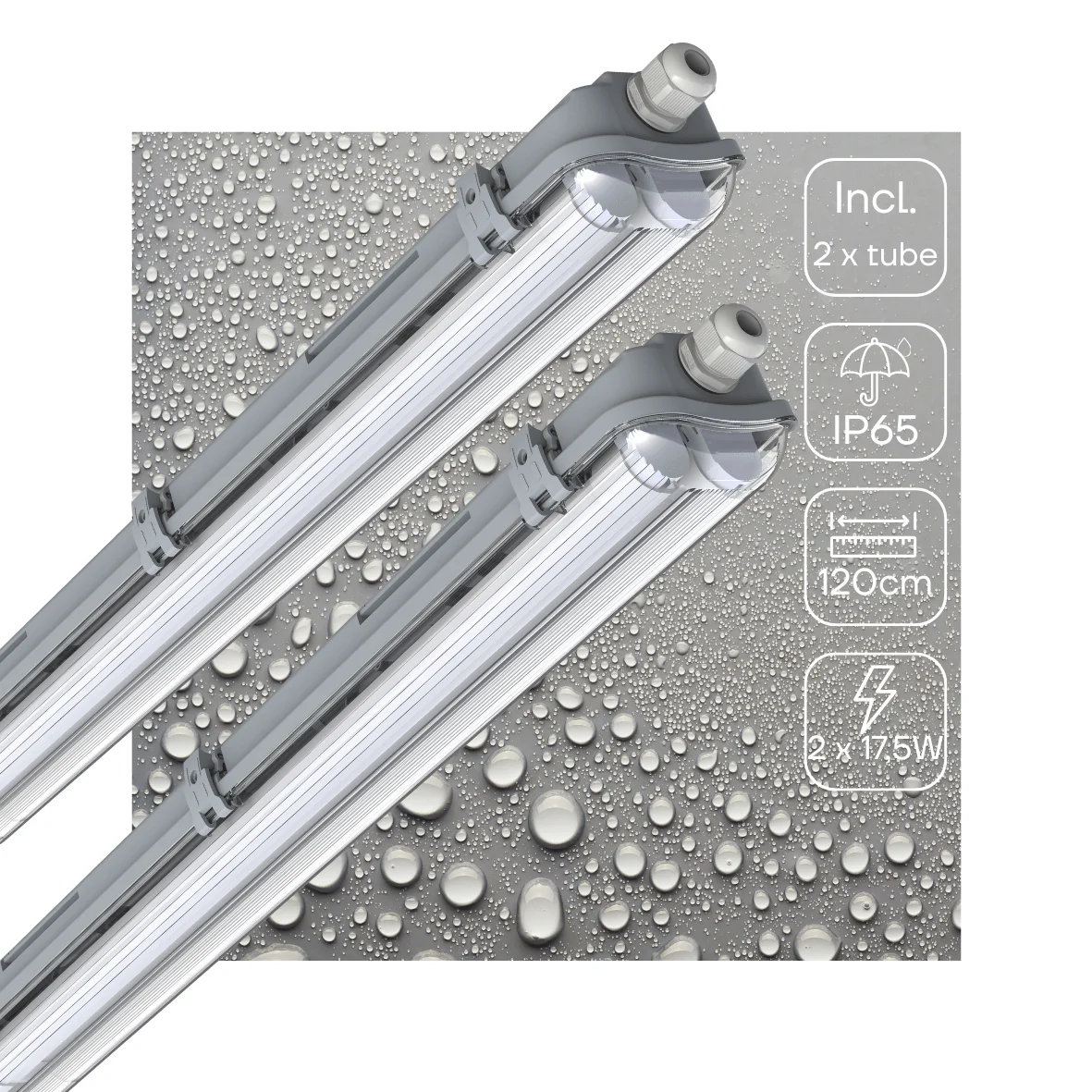 2 PACK - LED's Light LED TL dubbel armatuur 120 cm - 4000K - Compleet met 2 LED TL buizen 120 cm - 4320lm - Image 2