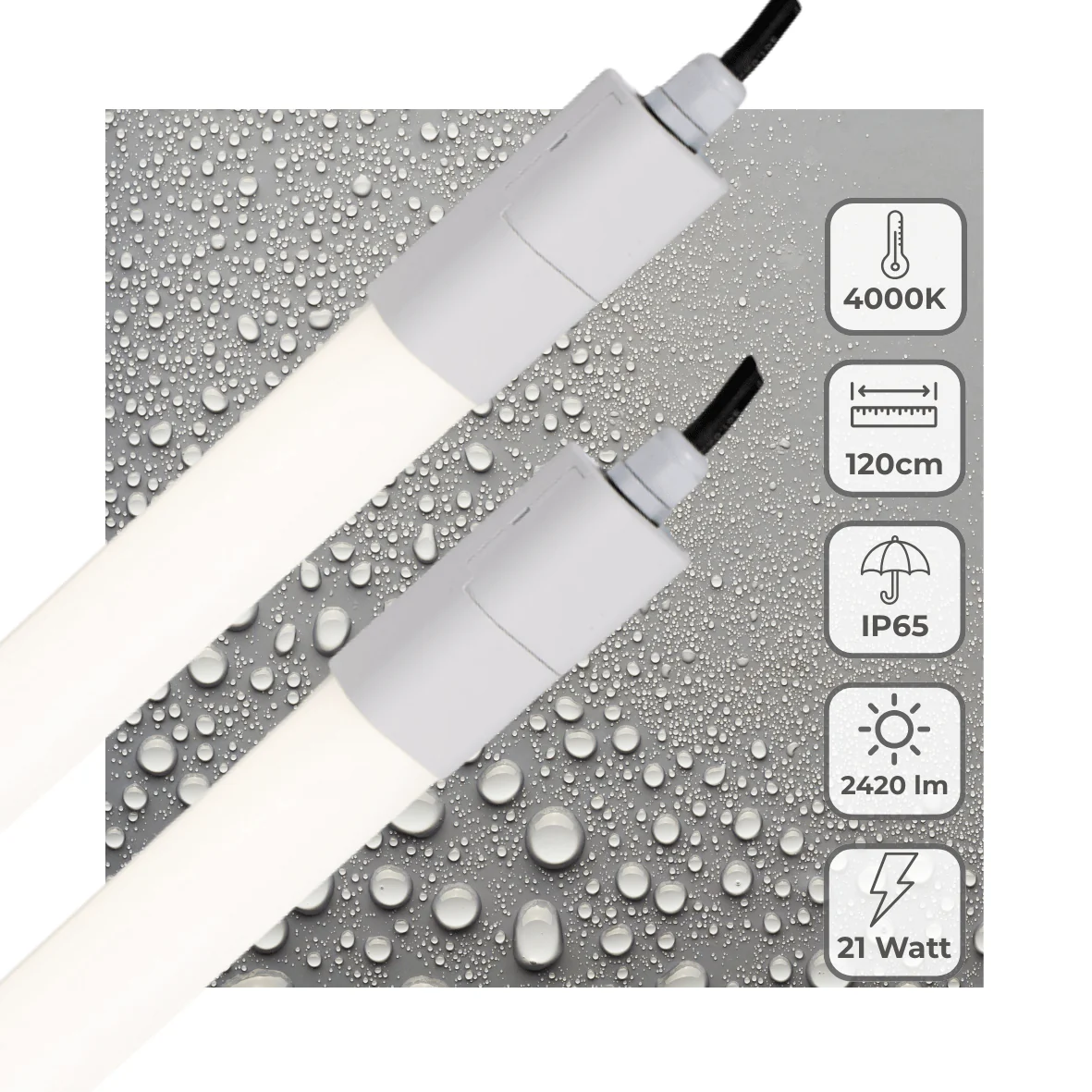 2 PACK - LED's Light LED TL verlichting compleet 120 cm - Geschikt voor buiten en binnen - 2420 lm - Image 2