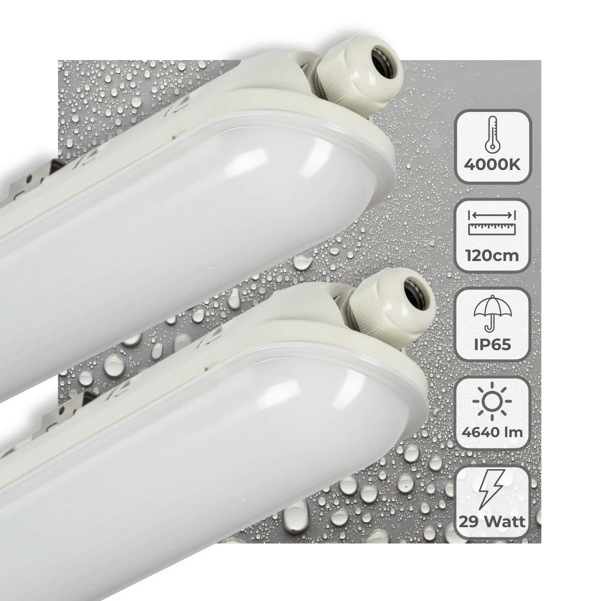 2 PACK - LED's Light Pro Koppelbaar LED TL armatuur compleet 120 cm - Waterdicht - 4640 lm 29W 4000K 160lm/w - Image 2