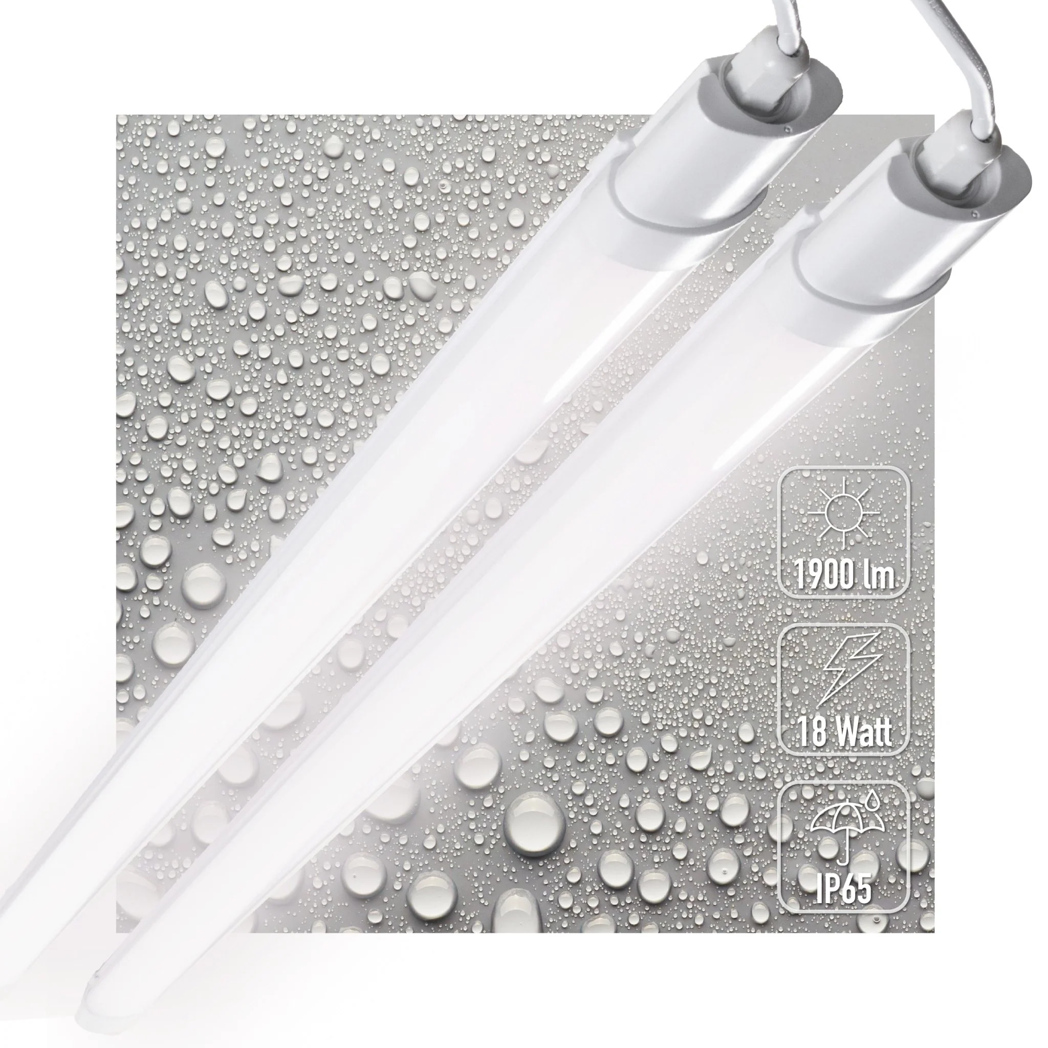 2 PACK - LED's Light TL Licht balk Batten 120 cm - Geschikt voor alle binnen en vochtige ruimtes - 18W - IP65 - IK08 - 1900lm - Image 2