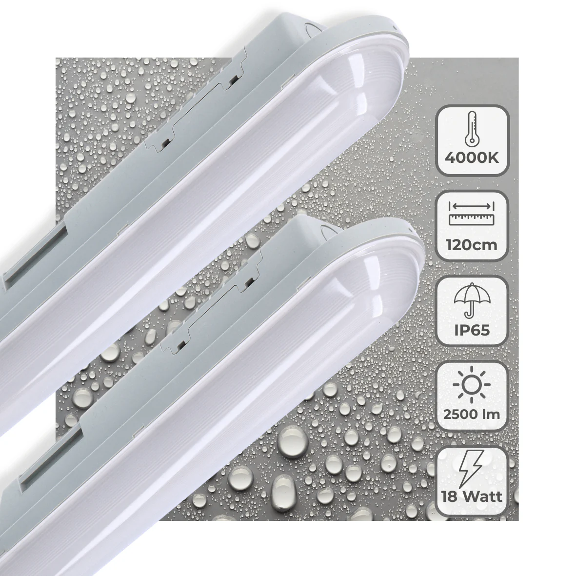 2 PACK - LED's Light Universele LED TL verlichting compleet 120 cm - voor binnen en buiten - 2500 lm - Image 2