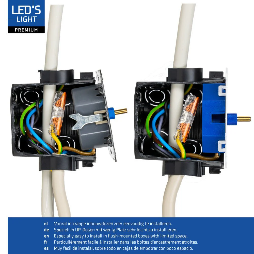 LED's Light Led Dimmer Inbouw – Universele Dimmer Geschikt voor Alle Led Verlichting - 250W - Traploos dimmen - Fase-Afsnijding & Fase-Aansnijding - Image 8