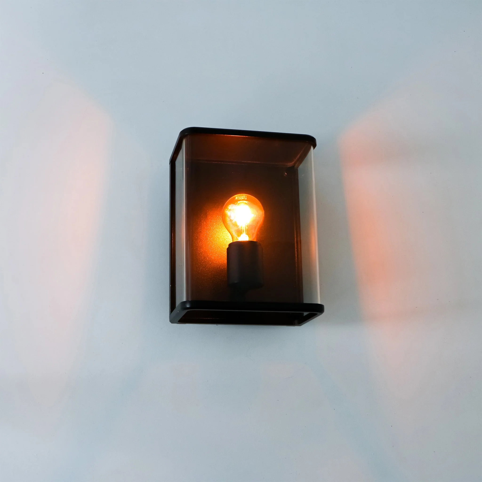LED Wandlamp Glas - Rondom licht - Rechthoek - E27 fitting - IP44 - Zwart - Image 2