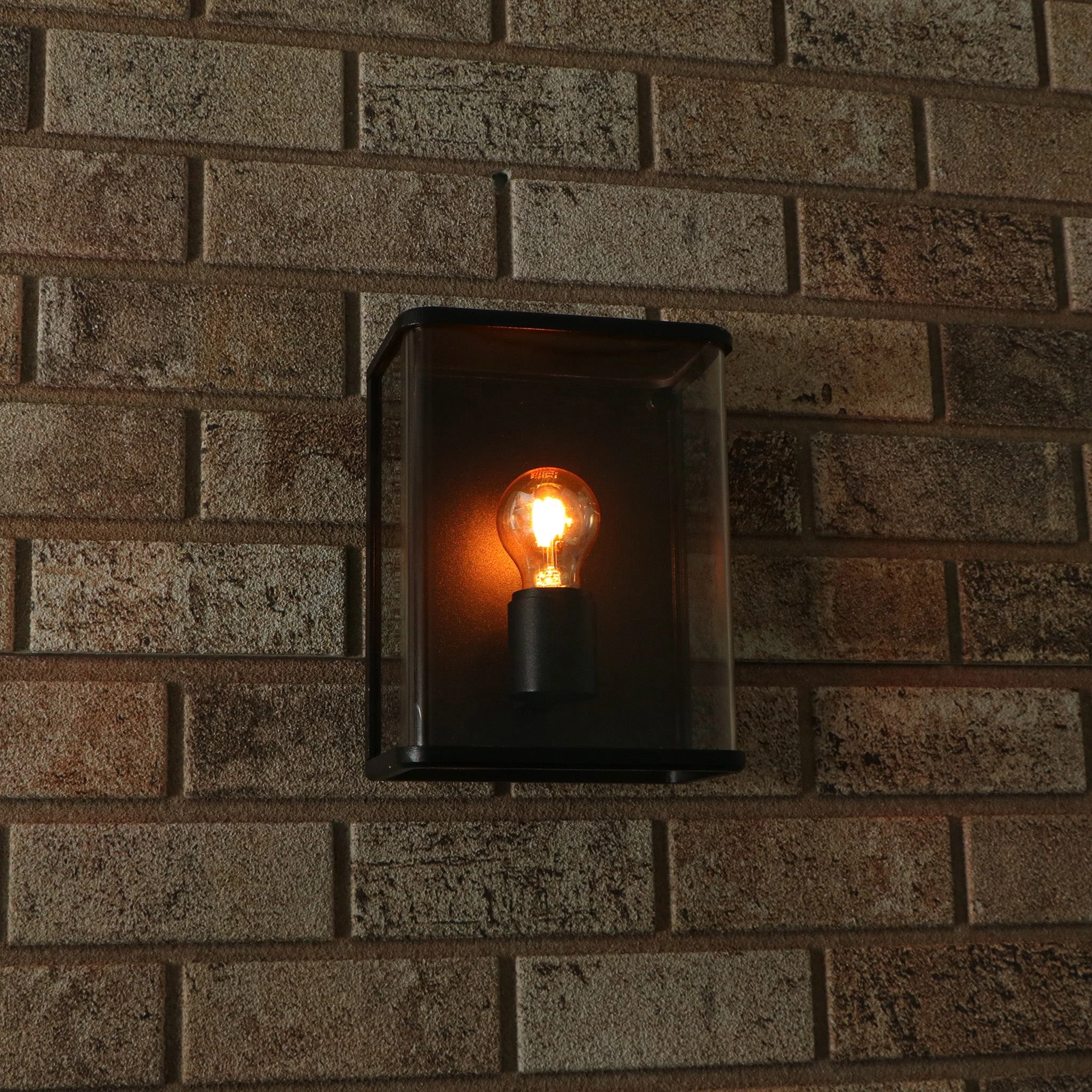 LED Wandlamp Glas - Rondom licht - Rechthoek - E27 fitting - IP44 - Zwart - Image 3