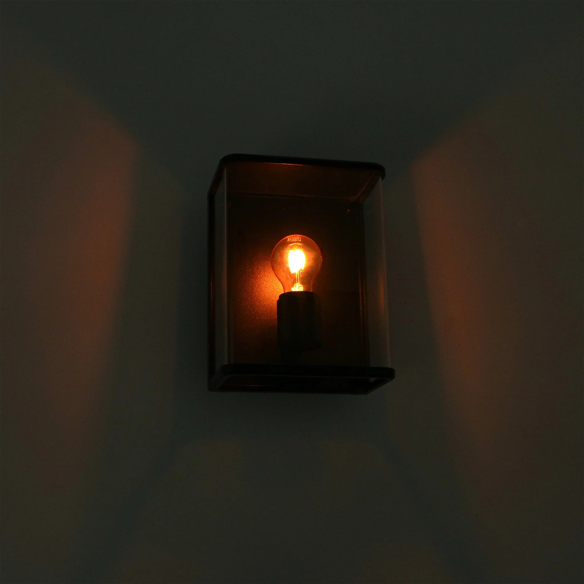 LED Wandlamp Glas - Rondom licht - Rechthoek - E27 fitting - IP44 - Zwart - Image 4
