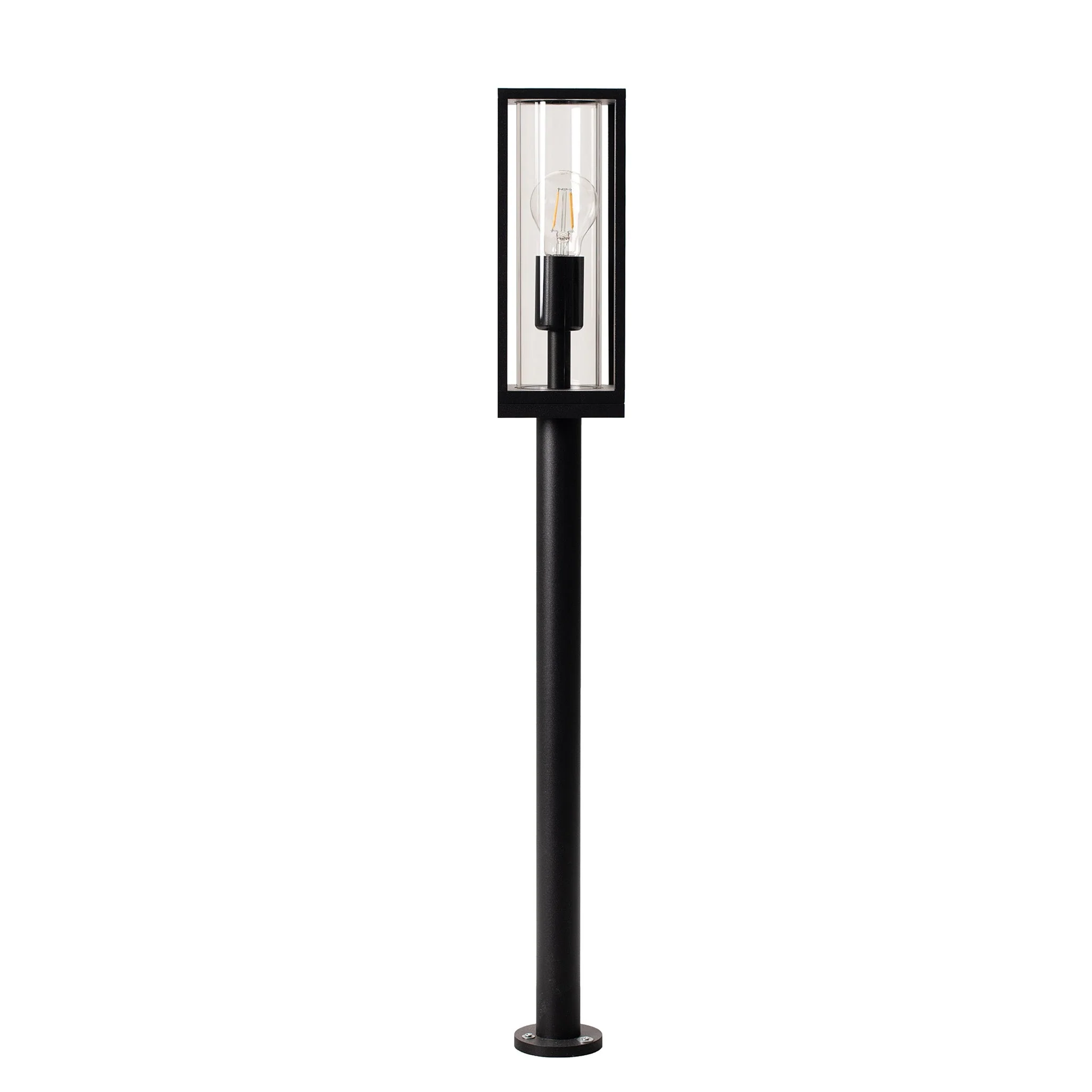 LED's Light LED Lantaarnpaal Tuinlamp met glazen ruiten - E27 fitting - IP44 - 80 cm - Zwart - Image 3