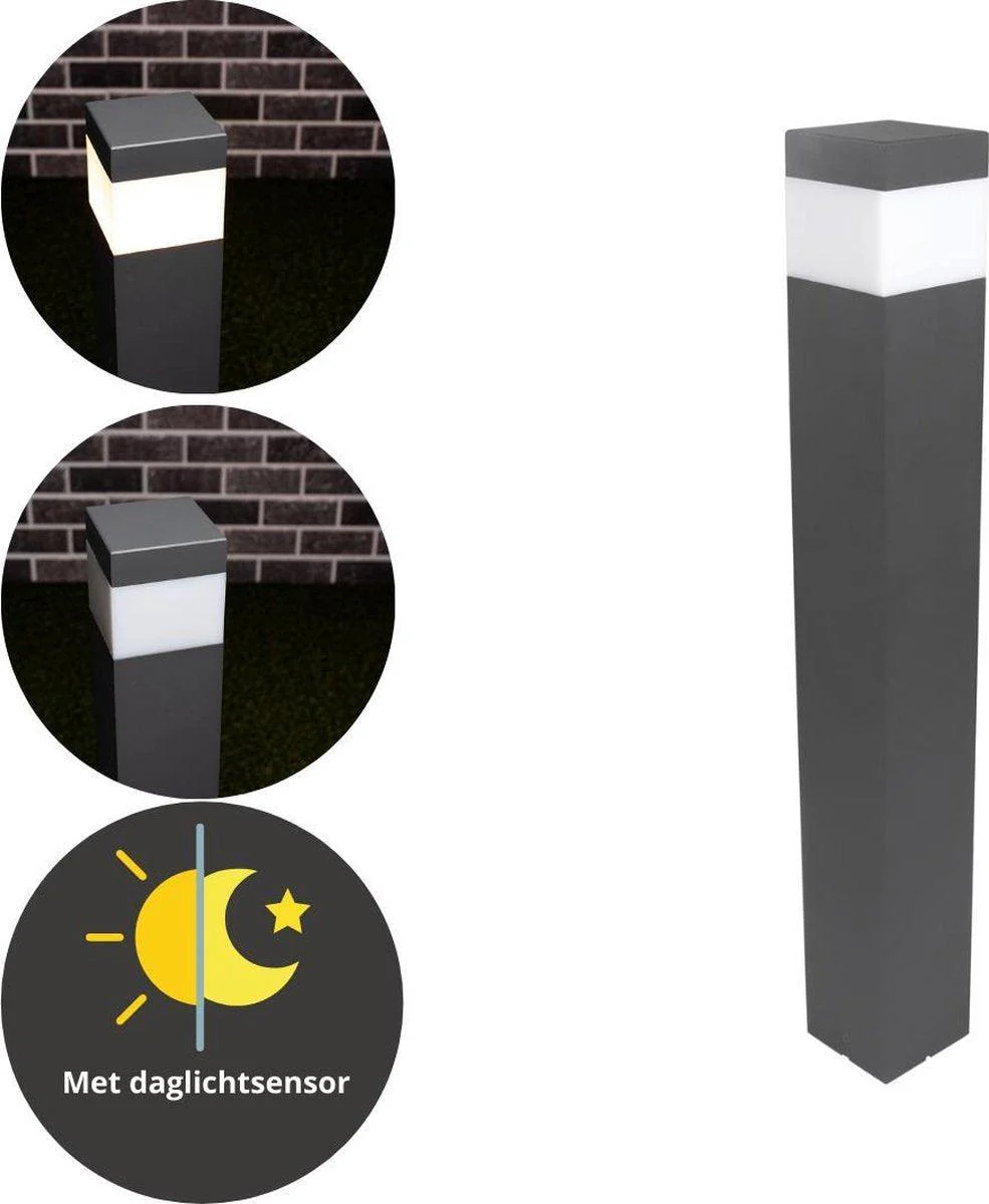 LED Lantaarnpaal Mat met E27 fitting - IP44 - Sora - 76 cm - Grijs - Image 5