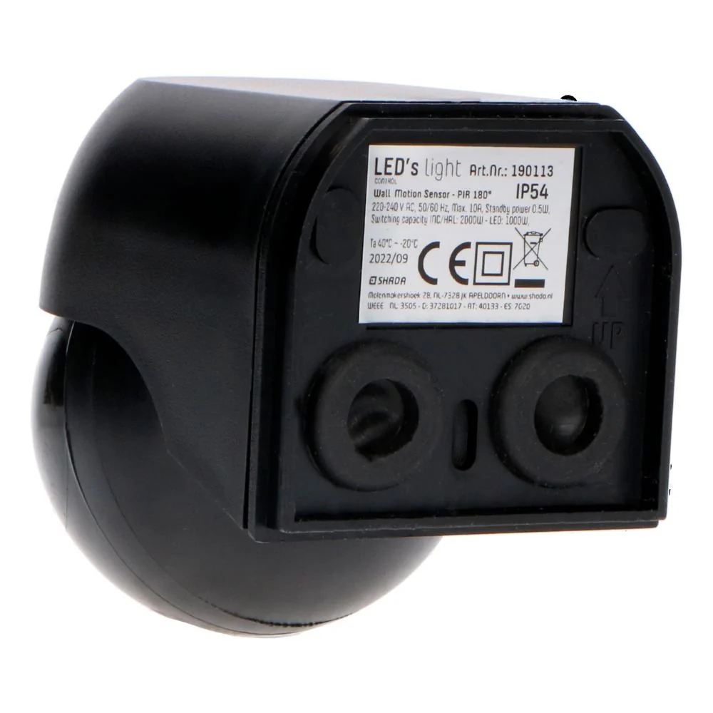 LED's Light 2-in-1 Bewegingsmelder met 12 meter bereik - Voor binnen & buiten - Wandmontage - Zwart - Image 4