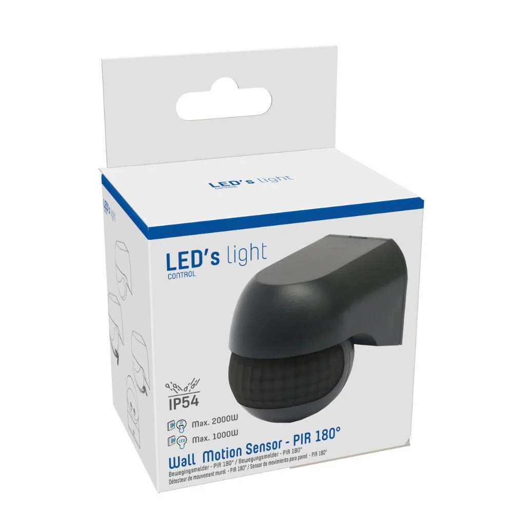 LED's Light 2-in-1 Bewegingsmelder met 12 meter bereik - Voor binnen & buiten - Wandmontage - Zwart - Image 8