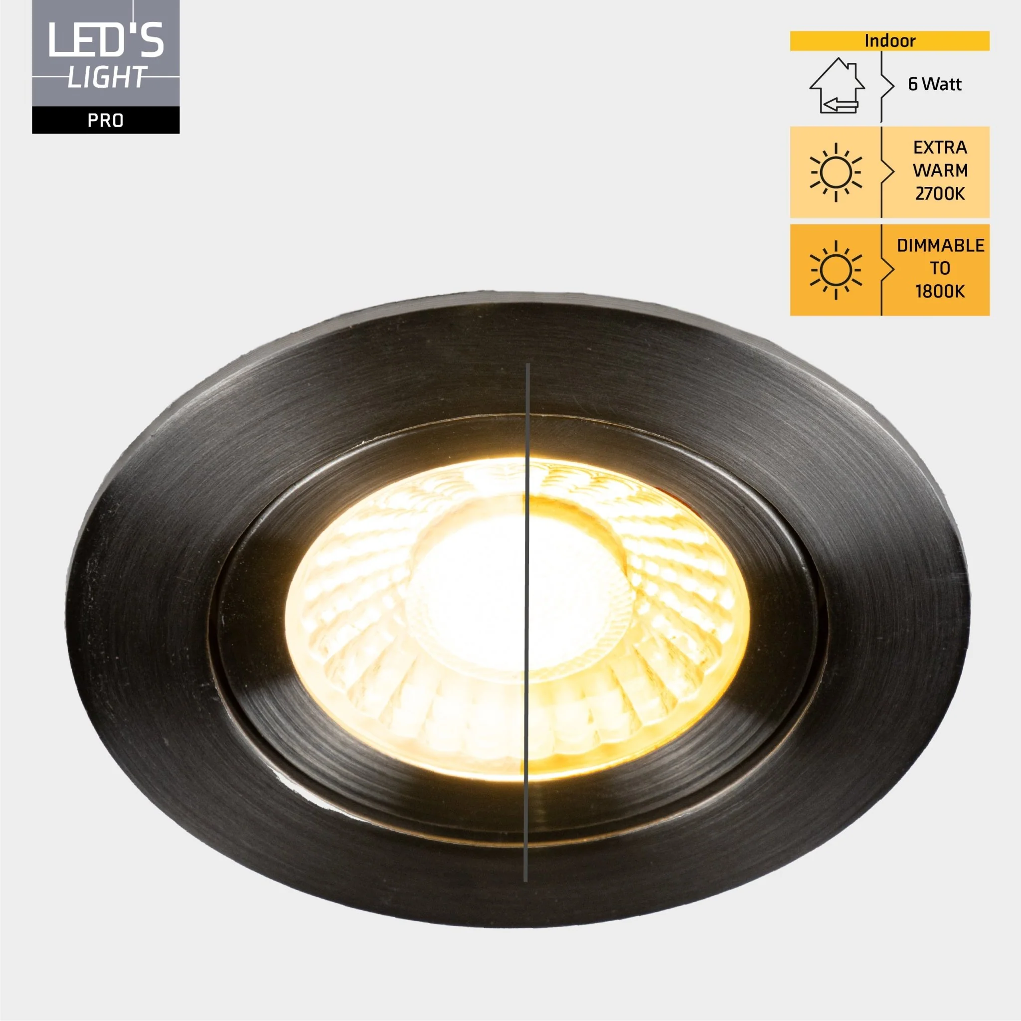 LED's Light PRO downlight inbouwspot Ø 68mm - Kantelbaar - Spatwaterdicht - Dim to Warm - Zilver - Image 5