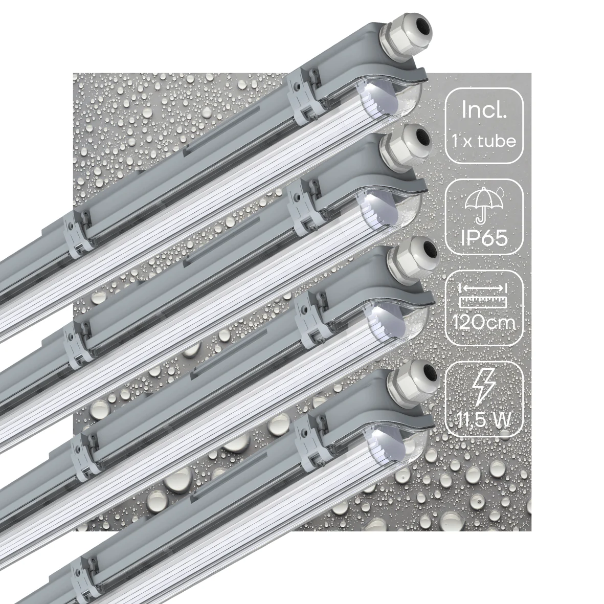 4 PACK - LED's Light Complete LED TL lamp met LED buis 120 cm - Binnen en buiten - 2130 lm - 1x11,5W - 4000K - High Efficiency - Energie Label B - Image 2