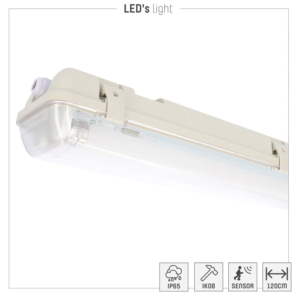 2 PACK - LED's Light LED TL Armatuur licht balk met sensor - incl Dubbele buis 2x14W 120cm 4000K Bewegingssensor en nachtsensor - Waterdicht - 150lm/w - Image 5