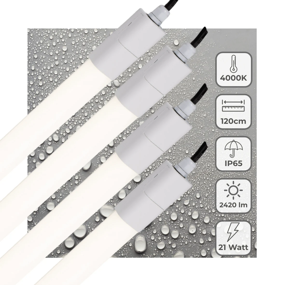 4 PACK - LED's Light LED TL verlichting compleet 120 cm - Geschikt voor buiten en binnen - 2420 lm - Image 2