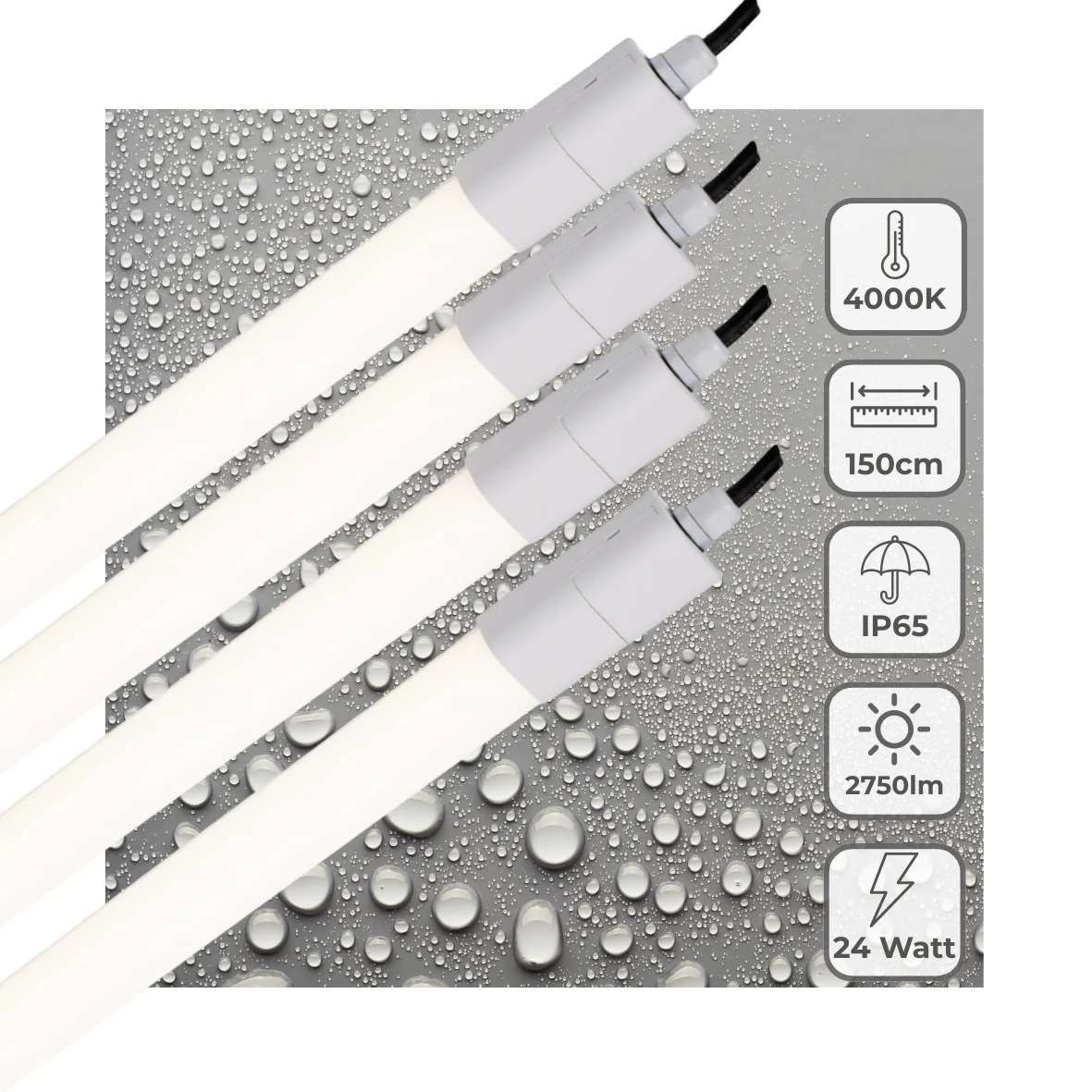4 PACK - LED's Light LED TL verlichting compleet 150 cm - Geschikt voor buiten en binnen - 2750 lm - Image 2