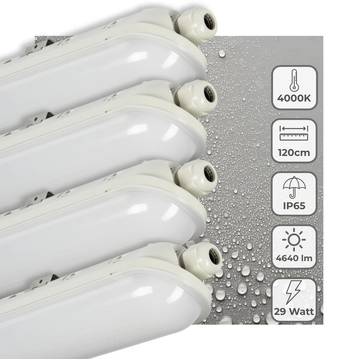4 PACK - LED's Light Pro Koppelbaar LED TL armatuur compleet 120 cm - Waterdicht - 4640 lm 29W 4000K 160lm/w - Image 2