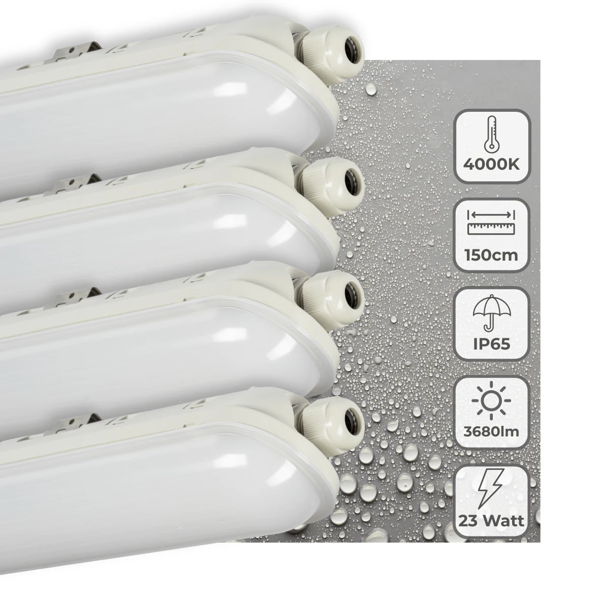 4 PACK - LED's Light Pro Premium Koppelbare LED TL armatuur compleet 150 cm - Waterdicht -23W 3680lm 4000K - Image 2