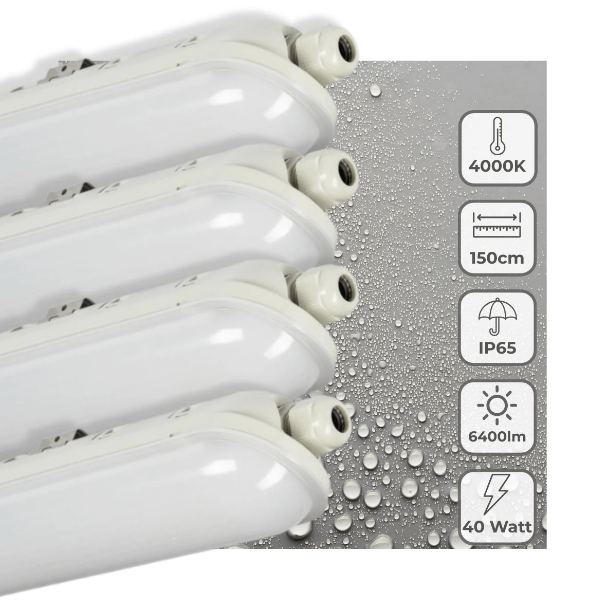 4 PACK - LED's Light Pro Premium Koppelbaar LED TL armatuur 40W 150cm 6400lm 4000K 160lm/w - Image 2