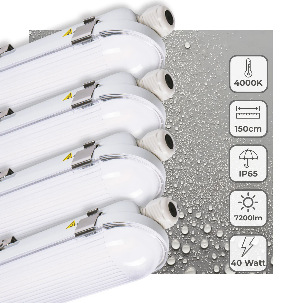 4 PACK - LED's Light Pro Philips Koppelbare TL armatuur 150 cm - 40W - Energielabel B - Dimbaar licht - 7200 lm - 180Lm/W - IP65 - 4000K - IK08 - Image 2