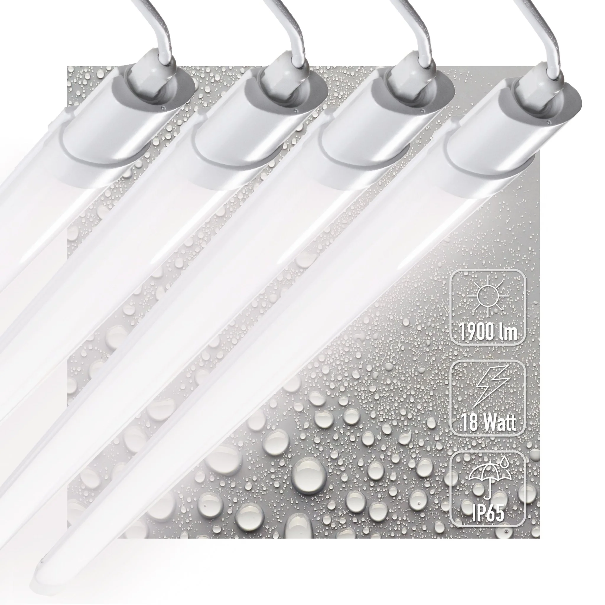 4 PACK - LED's Light TL Licht balk Batten 120 cm - Geschikt voor alle binnen en vochtige ruimtes - 18W - IP65 - IK08 - 1900lm - Image 2