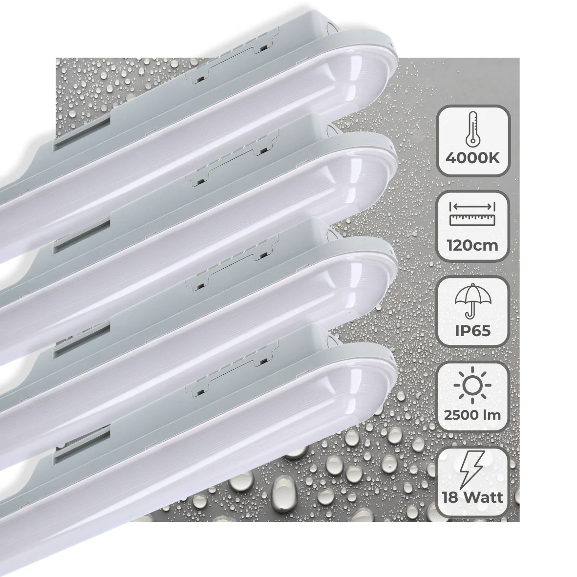 4 PACK - LED's Light Universele LED TL verlichting compleet 120 cm - voor binnen en buiten - 2500 lm - Image 2