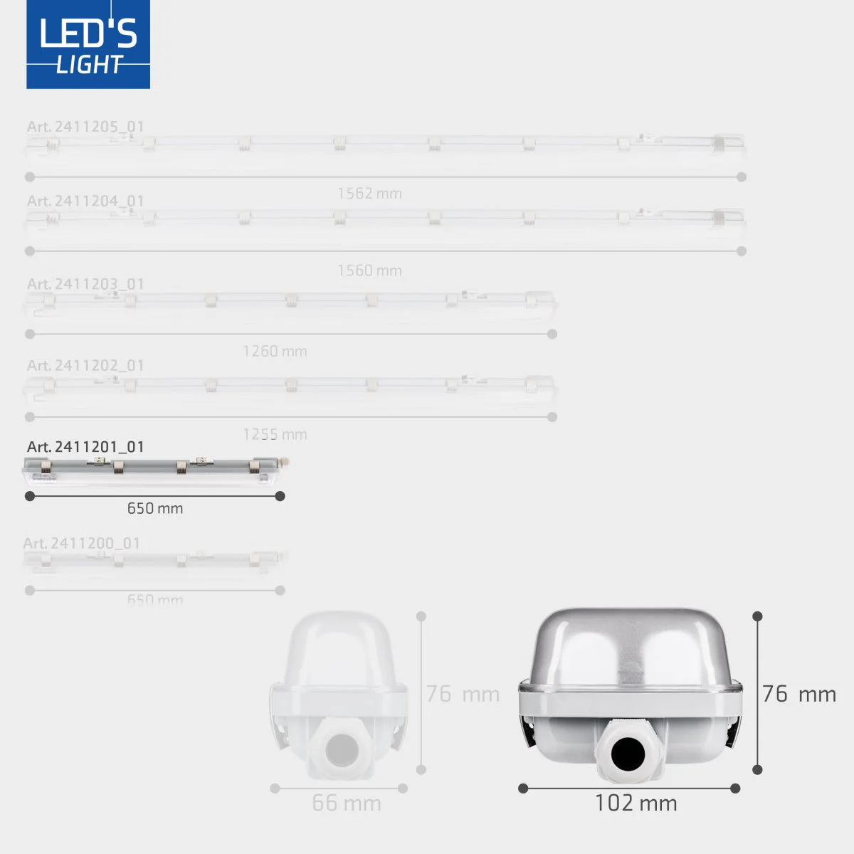 LED's Light Dubbele LED TL lamp 60 cm - compleet met LED buizen - Binnen en buiten - 2200 lm - 2x6W - 4000K - 185lm/w - Energielabel B - Image 8