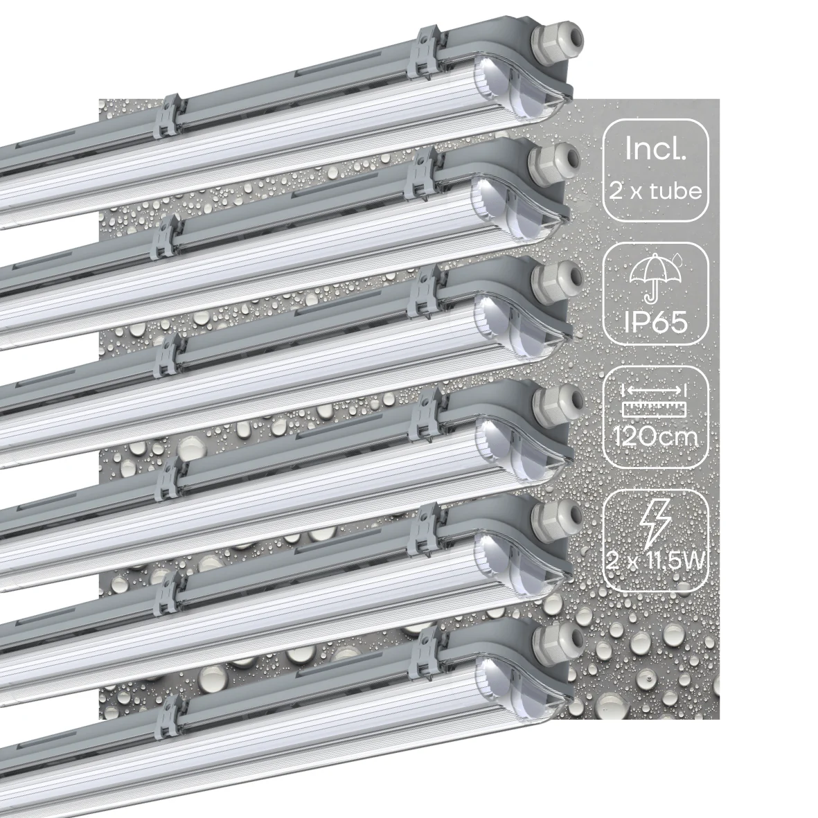 6 PACK - LED's Light Dubbele LED TL lamp 120 cm - compleet met LED buizen - Binnen en buiten - 4260 lm - 4000K - 2x11.5W - 185lm/w - Energielabel B - Image 2