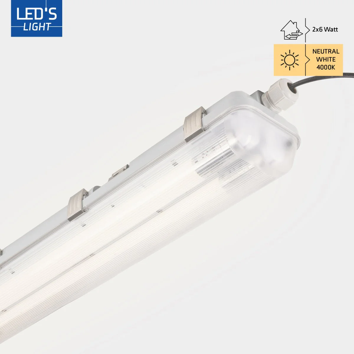 LED's Light Dubbele LED TL lamp 60 cm - compleet met LED buizen - Binnen en buiten - 2200 lm - 2x6W - 4000K - 185lm/w - Energielabel B - Image 3