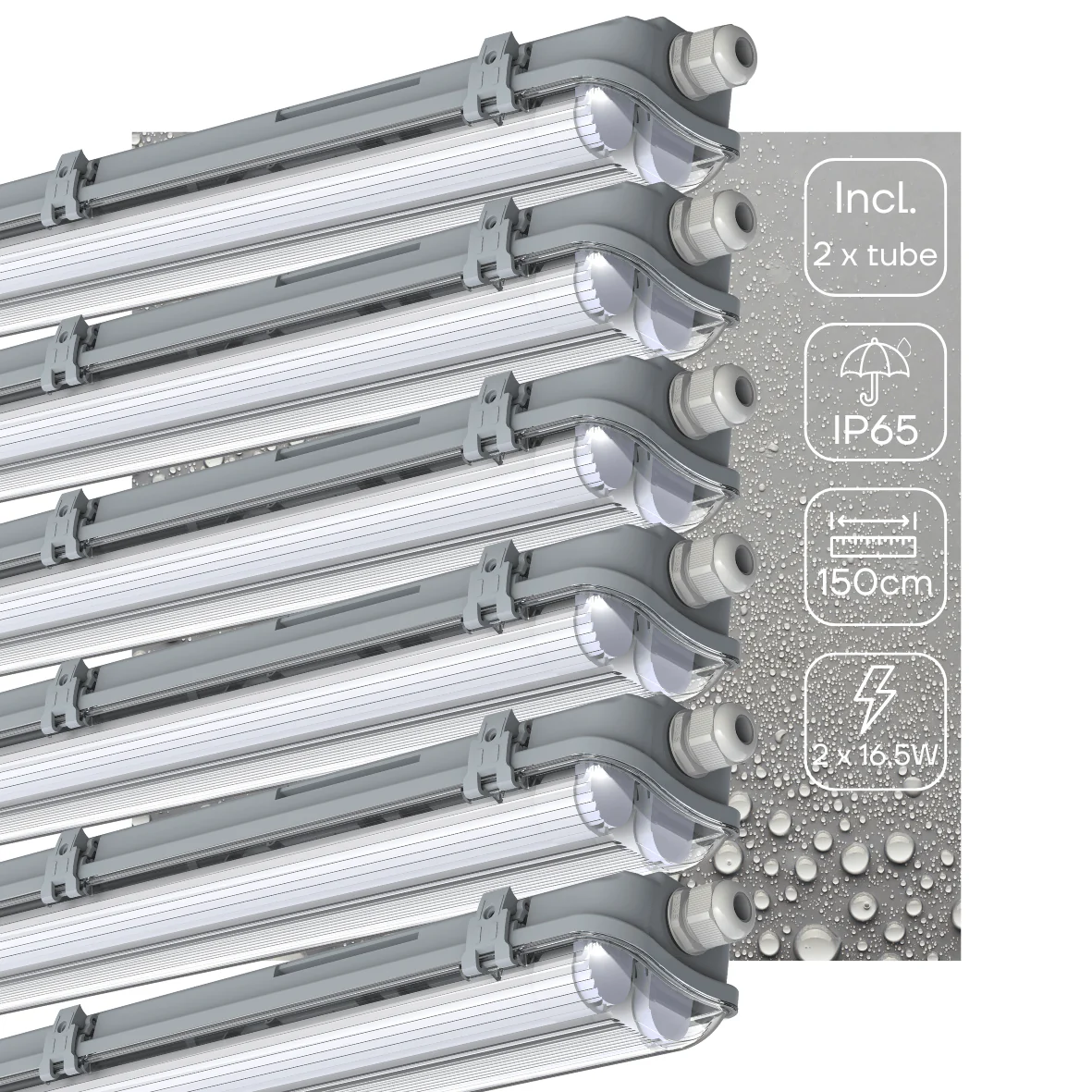 6 PACK - LED's Light Dubbele LED TL lamp 150 cm - compleet met LED buizen - Binnen en buiten - 6120 lm - 2x16.5W - 4000K - 185lm/w - Energielabel B - Image 2