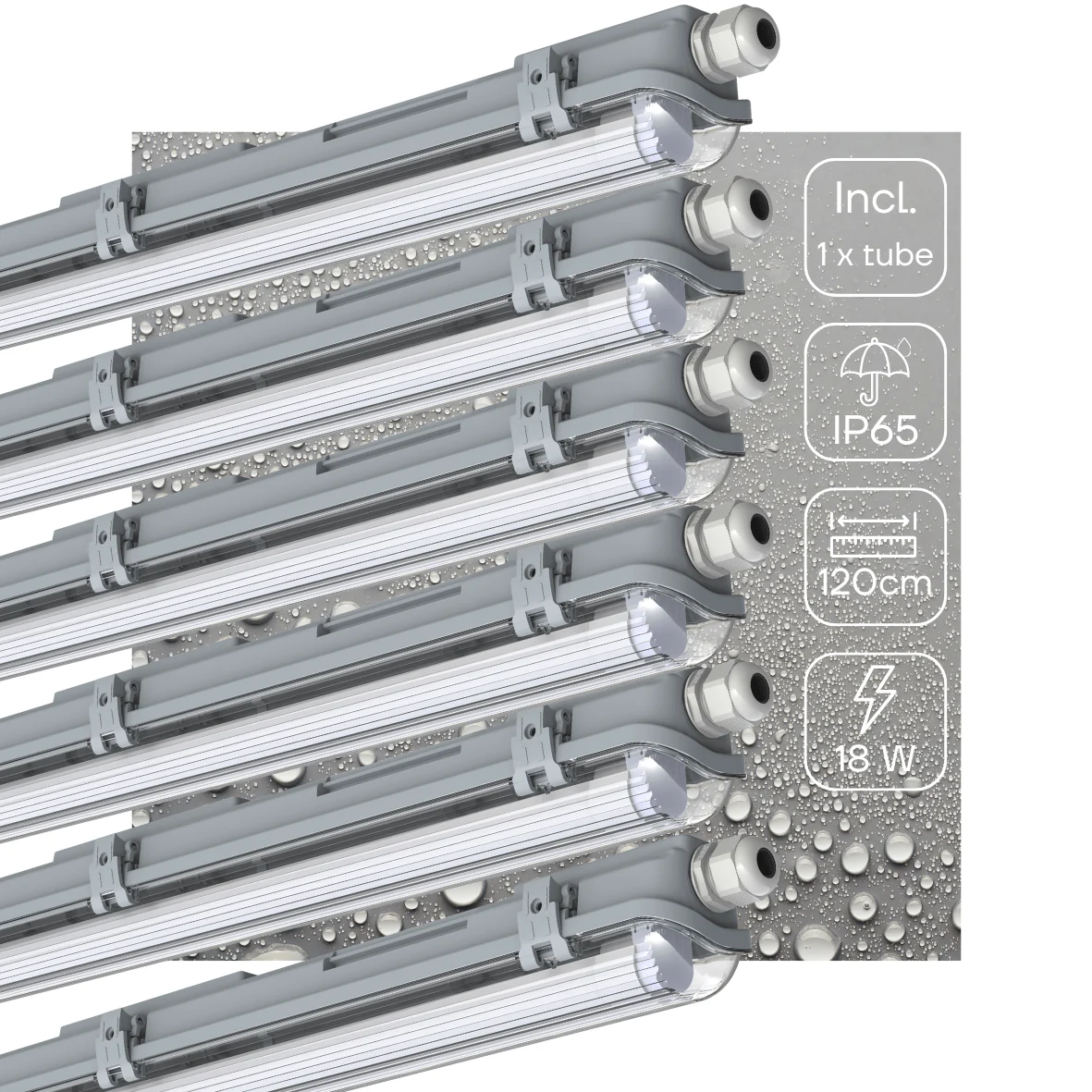 6 PACK - LED's Light LED TL armatuur met lamp 120 cm - Koud wit licht 6500 K - Waterdicht - Complete set - Image 2