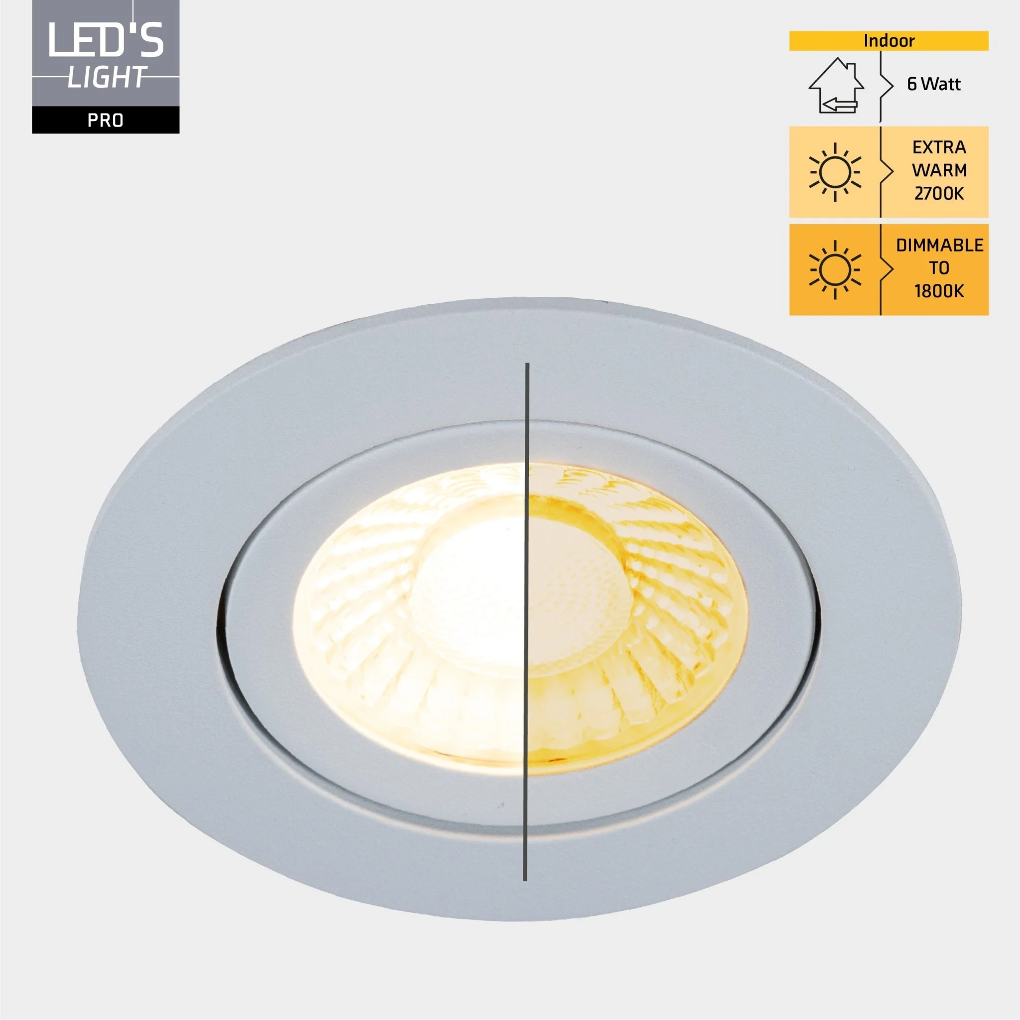 3 PACK - LED's Light PRO downlight inbouwspot Ø 68mm - Spatwaterdicht - Dimbaar - Universeel - Wit - Image 6