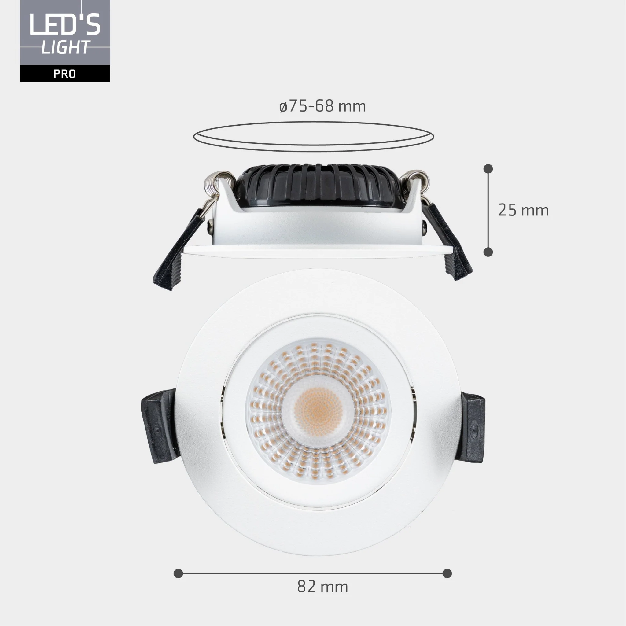 3 PACK - LED's Light PRO downlight inbouwspot Ø 68mm - Spatwaterdicht - Dimbaar - Universeel - Wit - Image 10