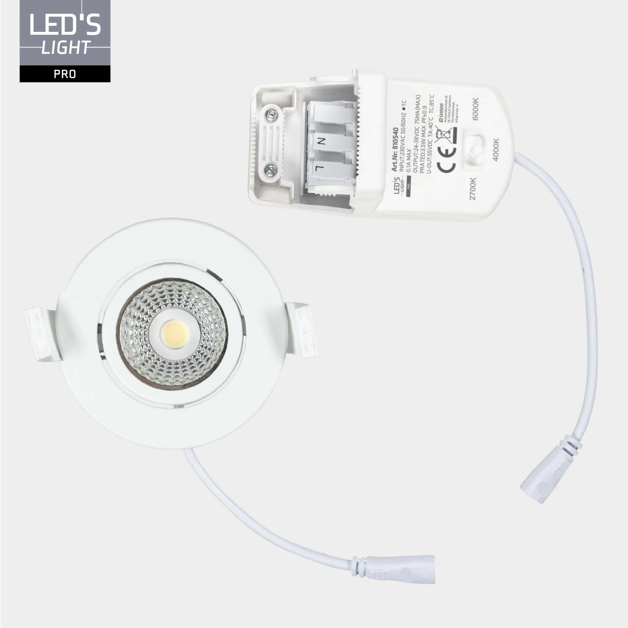LED's Light PRO Inbouwspot 68 mm - Indoor & Outdoor - 3 lichtkleuren - Dimbaar licht - Wit - Image 3