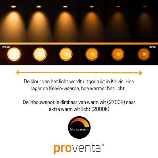 LED's Light Pro LED Inbouwspot Zwart - DimToWarm - Ø 68mm - Kantelbaar - Warm wit licht - CRI95- Dimbaar - Image 16