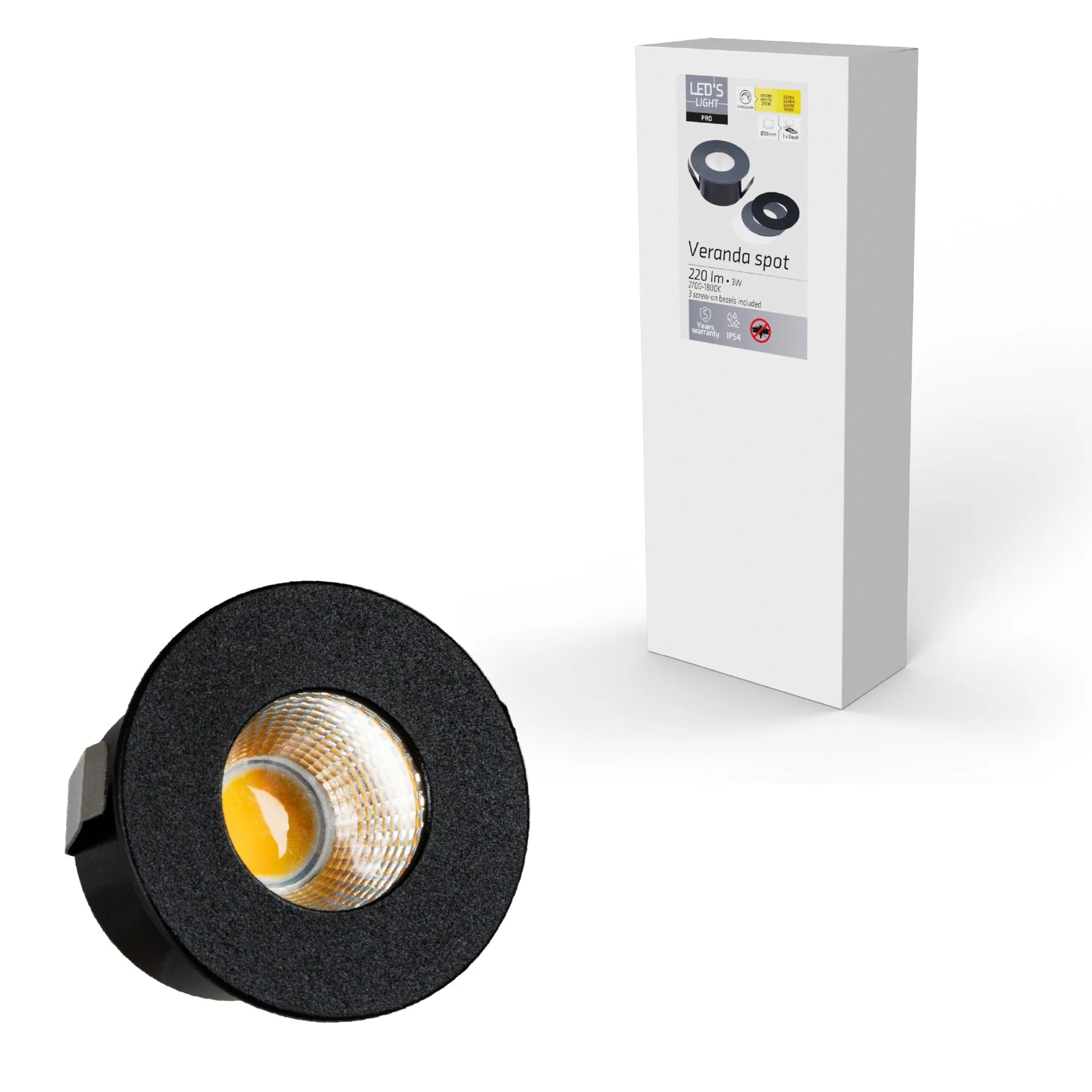 LED's Light PRO mini inbouwspot 3 cm - Voor overkapping, veranda's en inbouwplafonds - Dimbaar - 3 Kleuren plaatjes - Image 11