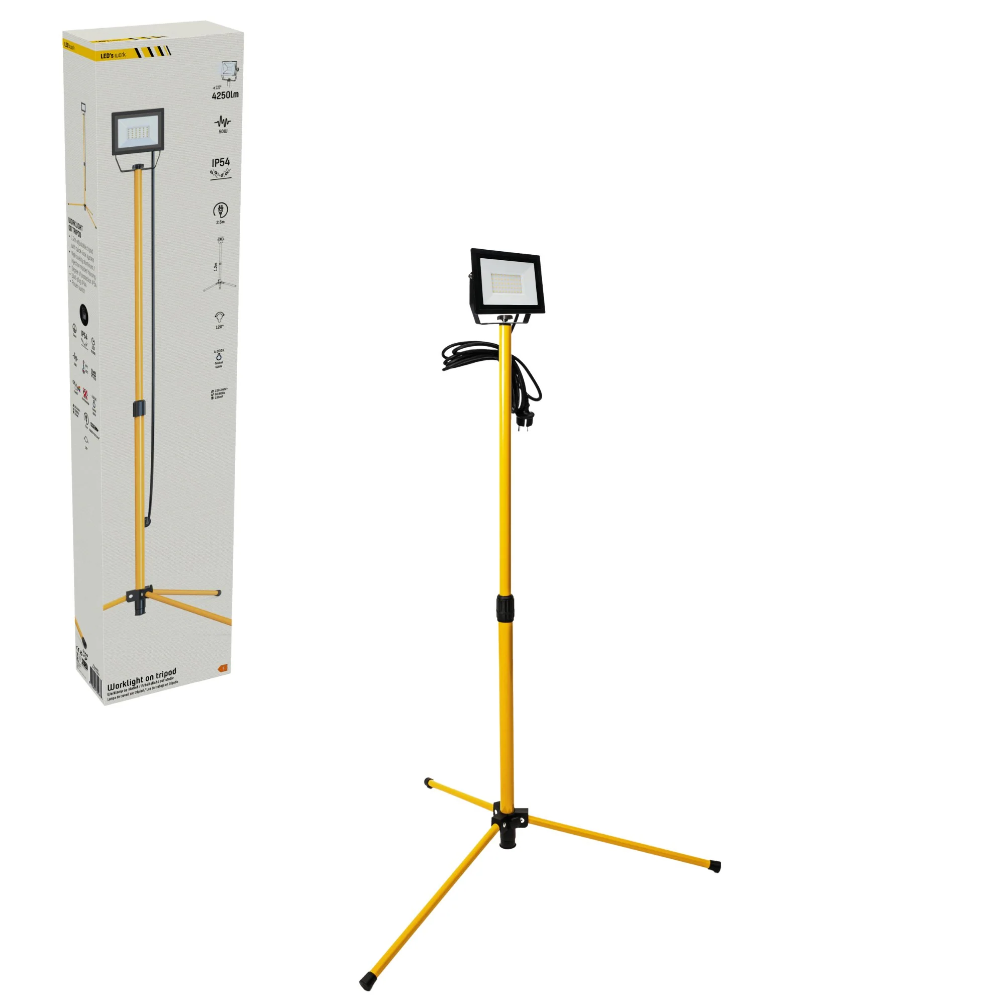 LED's Work 1 x 50W Tripod LED Bouwlamp op statief - In hoogte verstelbaar - 4250 lm - Image 5