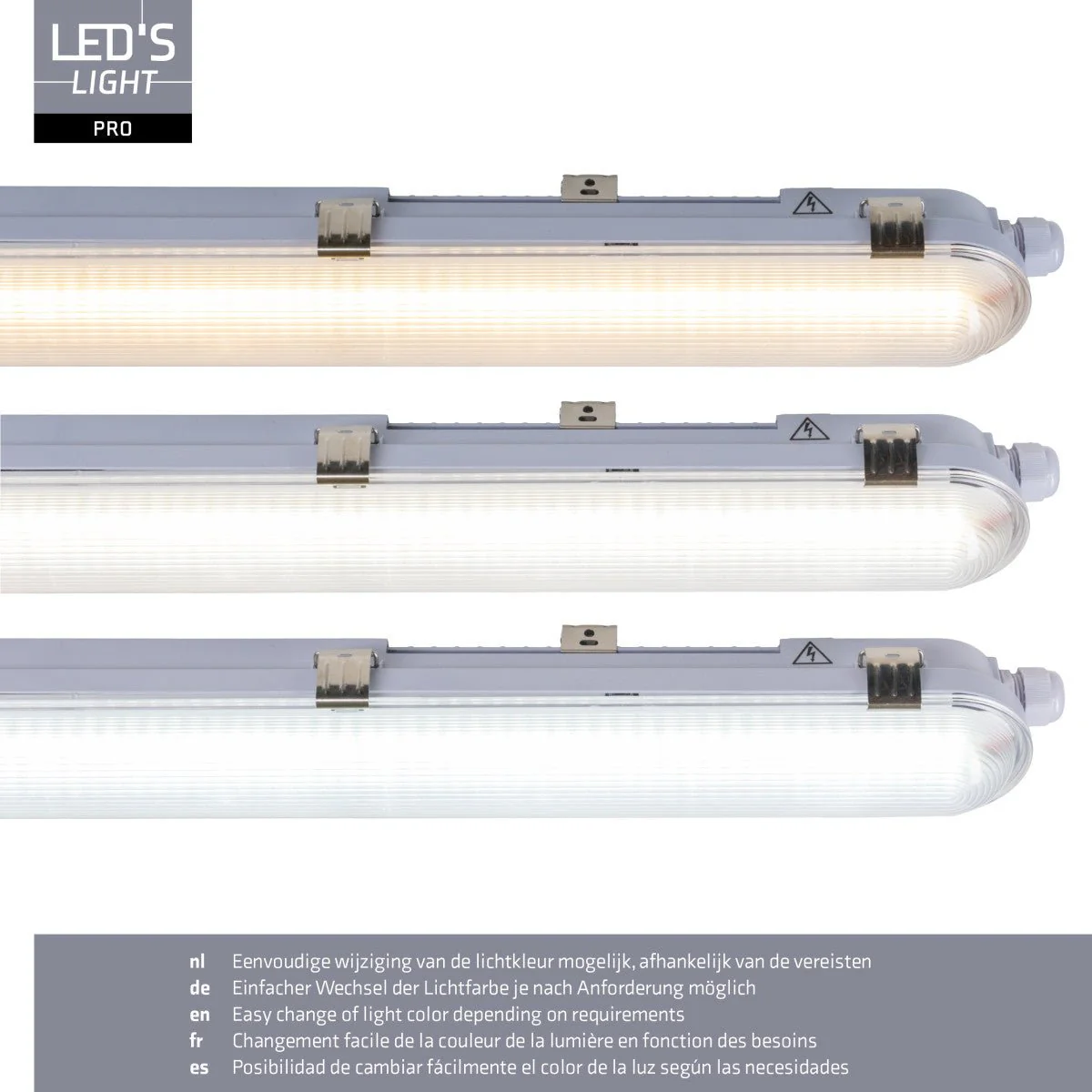 4 PACK - LED's Light pro Koppelbaar CCT/Power select TL armatuur met Strip - 180lm/w 39W 150cm 7020lm 3000K/4000K/6500K - IP65 IK08 - Image 4