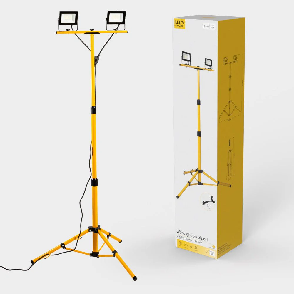 LED's Work bouwlamp/Werklamp op statief AC Bouwlamp – 2×20 W 4800 lm 4000 K - Image 4