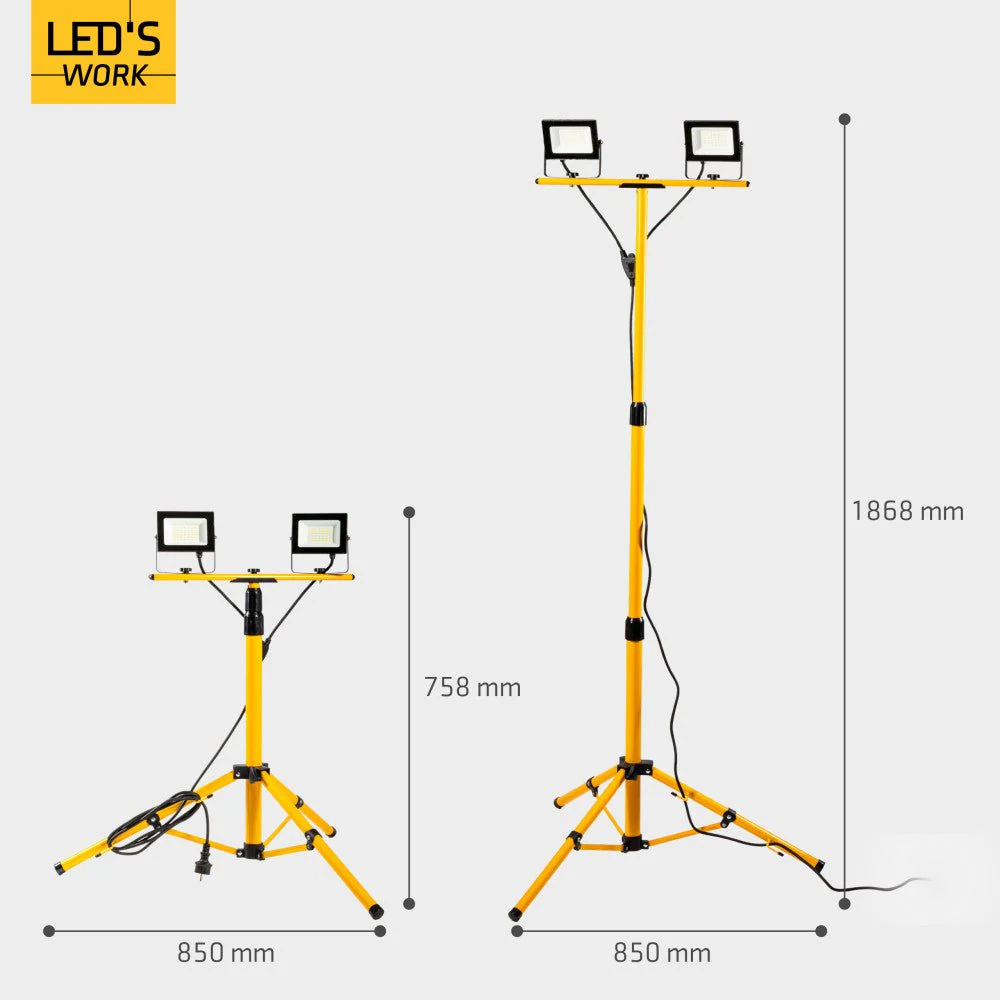 LED's Work bouwlamp/Werklamp op statief AC Bouwlamp – 2×20 W 4800 lm 4000 K - Image 5