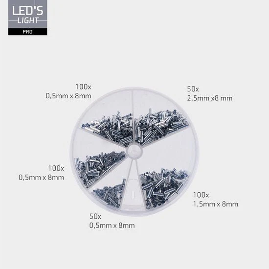 Aderhulzen assortiment set - 5 maten van 0.5mm² tot 2.5mm² - 1100 stuks - Image 3