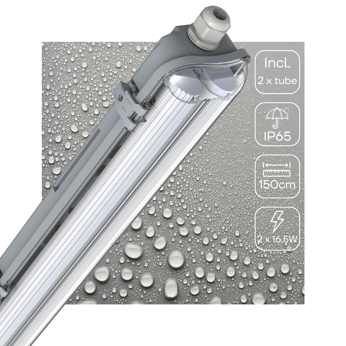 LED's Light Dubbele LED TL lamp 150 cm - compleet met LED buizen - Binnen en buiten - 6120 lm - 2x16.5W - 4000K - 185lm/w - Energielabel B - Image 2
